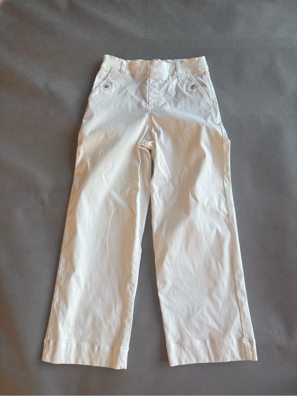 SPANX 20312r Stretch Twill Cropped Wide Leg Bright White Pants, Medium